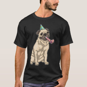 Pug Birthday Horn Party hat T Shirt