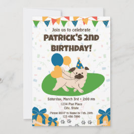 Pug Birthday-inbjudan Inbjudningar
