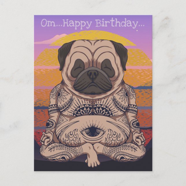 Pug Birthday vykort (Framsida)