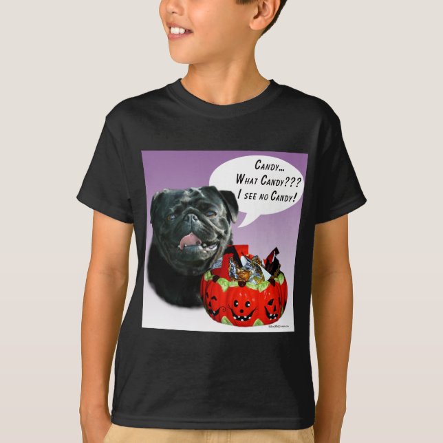 Pug (blk) Halloween Candy Tröja (Framsida)