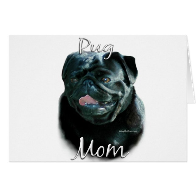 Pug (blk) Mamma 2 Hälsningskort (Framsidan Horizontal)