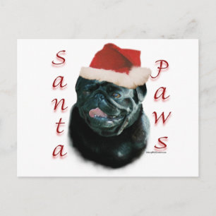 Pug (blk) Santa Tassar Helg Vykort