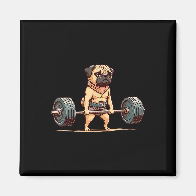 Pug Bodybuilding der Gym Humor Weightlift Workout  Magnet (Framsidan)