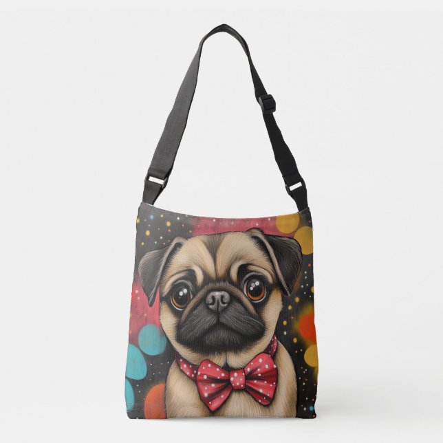 Pug Bow-Tied Heartbrytare Axelväska (Framsida)