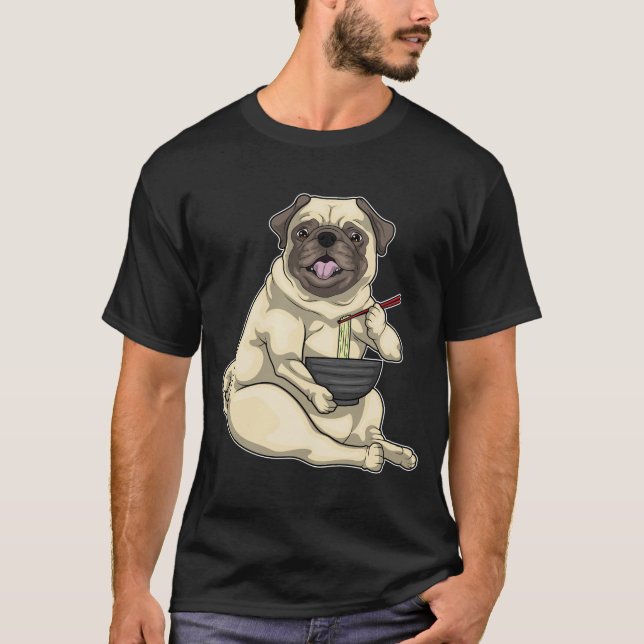 Pug Bowl Ramen T Shirt (Framsida)
