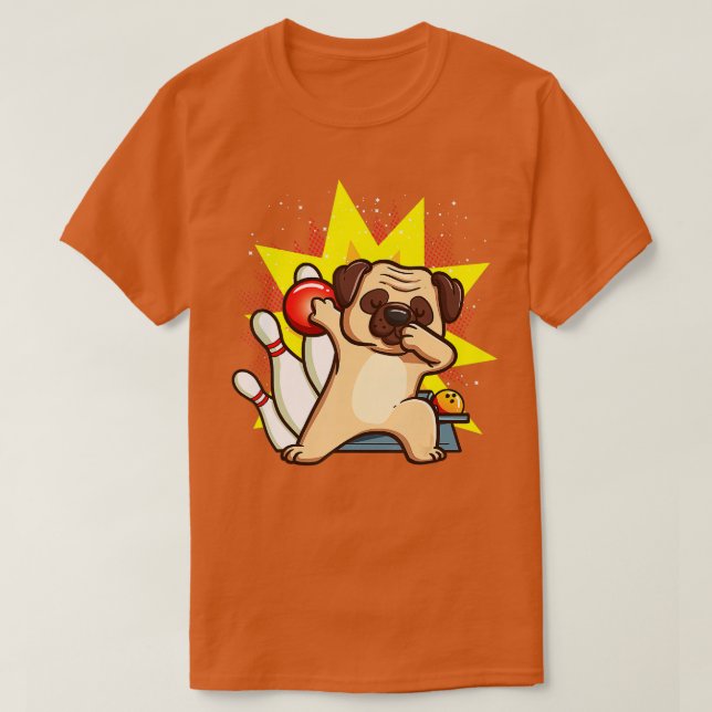 Pug Bowling Kids Pugs Hundar Chemise Party Gift T Shirt (Design framsida)