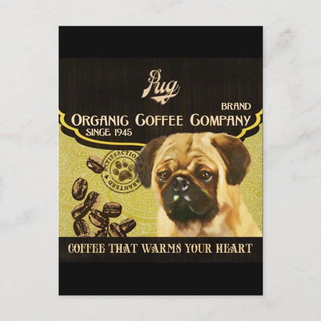 Pug Brand - Organic Coffee Company Vykort (Framsida)