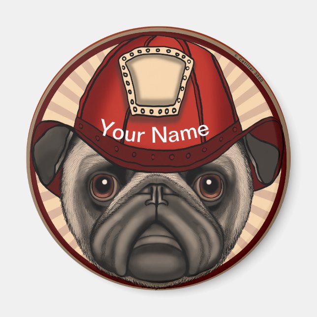 Pug brandman magnet (Framsidan)