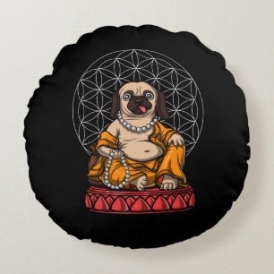 Pug Buddha Hund Zen Yoga Meditation Pet Rund Kudde