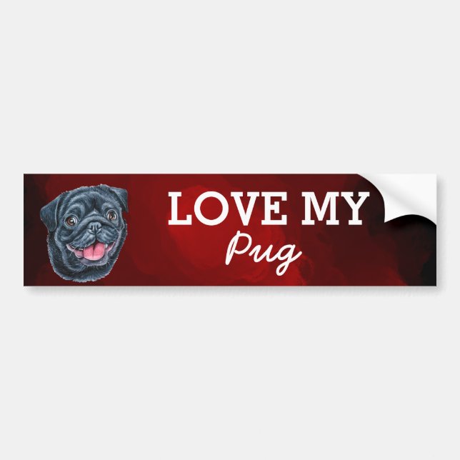 Pug Bumper Sticker Bildekal (Framsidan)