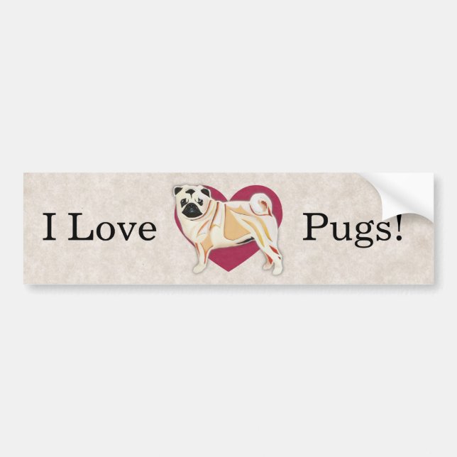 Pug Bumper Sticker Bildekal (Framsidan)