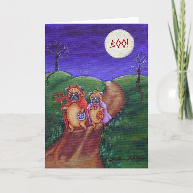 Pug Bus eller godis Hälsning Kort (Framsida)