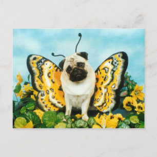 Pug Butterfly-vykort Vykort