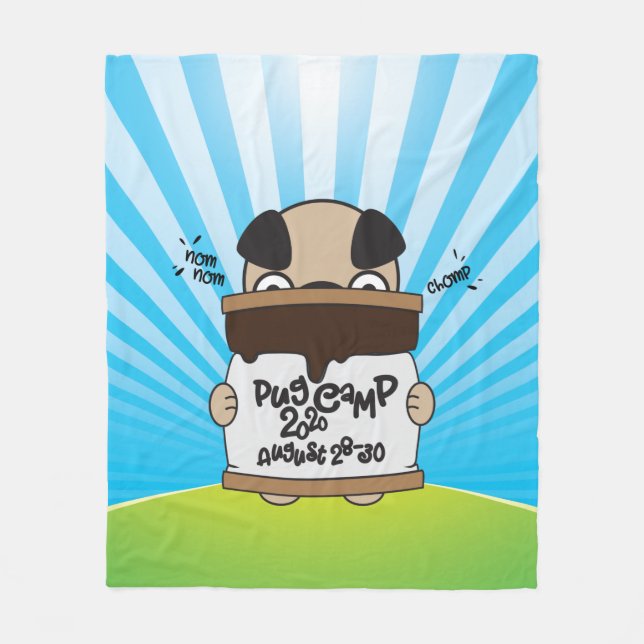 Pug Camp 2020 S mer design Fleecefilt (Framsidan)