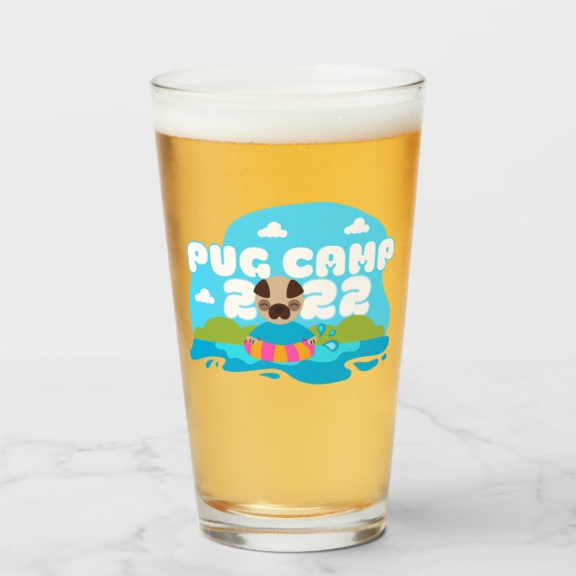 Pug Camp 2022 Pint Glass Glaskopp (Framsida fylld)