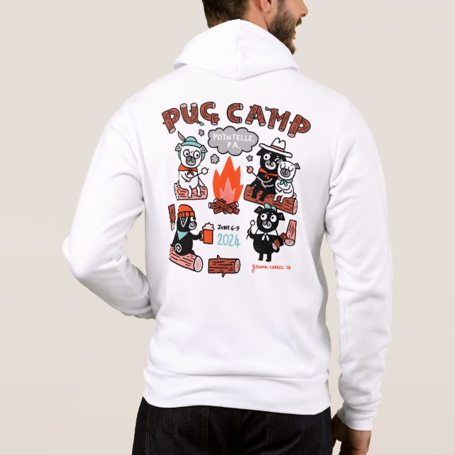 Pug Camp 2024 Zip-up Hoodie T Shirt (Baksida)