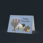 Pug Chanukah Card Menorah Dreidel Helgkort<br><div class="desc">Att minnas familj och vänner under Chanukah-säsongen är ett underbart sätt att få behålla i kontakt med de människor du kärlek och bryr dig om. Jag skapat dessa hund Chanukah-kort med kärlek och omsorg, och jag är säker på att alla som kärlek hundar är glada över att få dem. Du...</div>