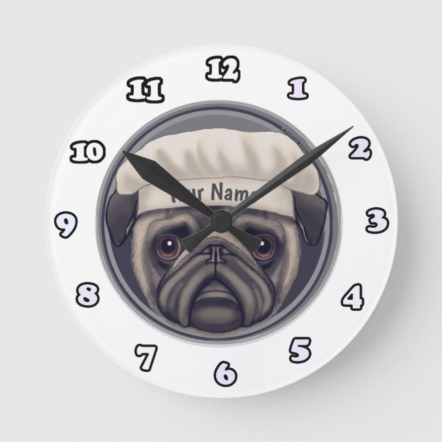 Pug Chef  klocka (Framsida)