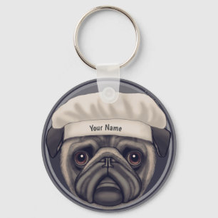 Pug Chef Nyckelring