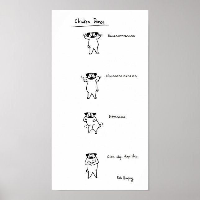Pug Chicken Dance Poster (Framsidan)