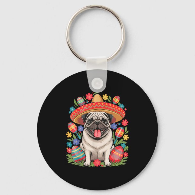 Pug cinco de mayo  nyckelring (Framsida)