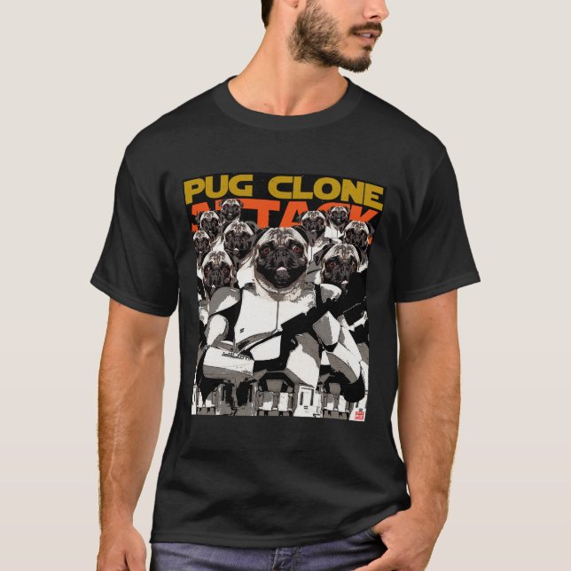 Pug Clone Attack Classic T-Shirt 629 (Framsida)