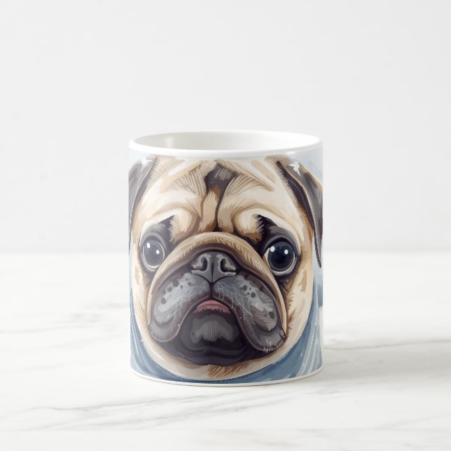  “Pug & Cocoa” Cute Pug Mug Kaffemugg (Center)