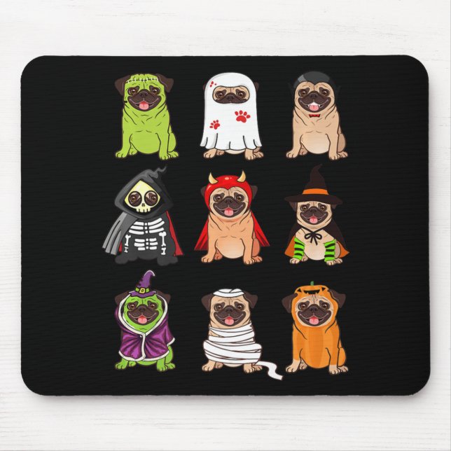 Pug Collection Lycklig Pugoween Halloween Spooky C Musmatta (Framsidan)