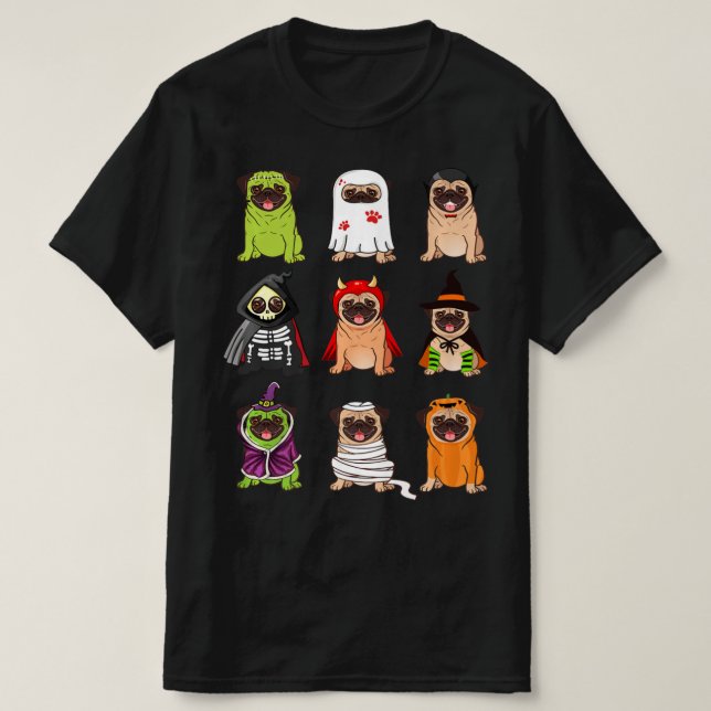 Pug Collection Lycklig Pugoween Halloween Spooky C T Shirt (Design framsida)