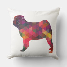 Pug Colorful Geometric Mönster Silhouette