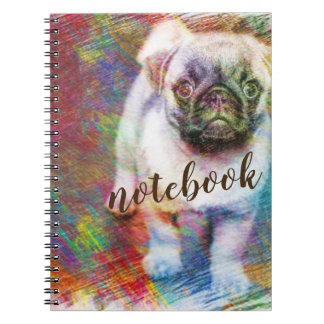 Pug Colorful Sketch-anteckningsbok Anteckningsbok