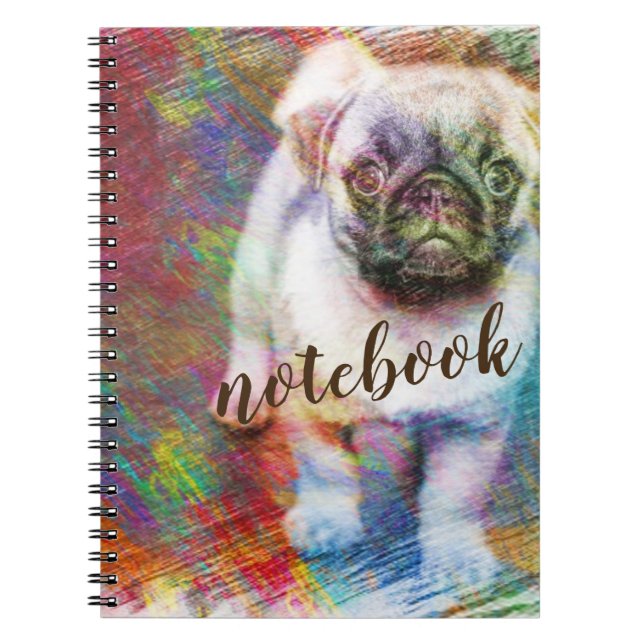 Pug Colorful Sketch-anteckningsbok Anteckningsbok (Framsidan)
