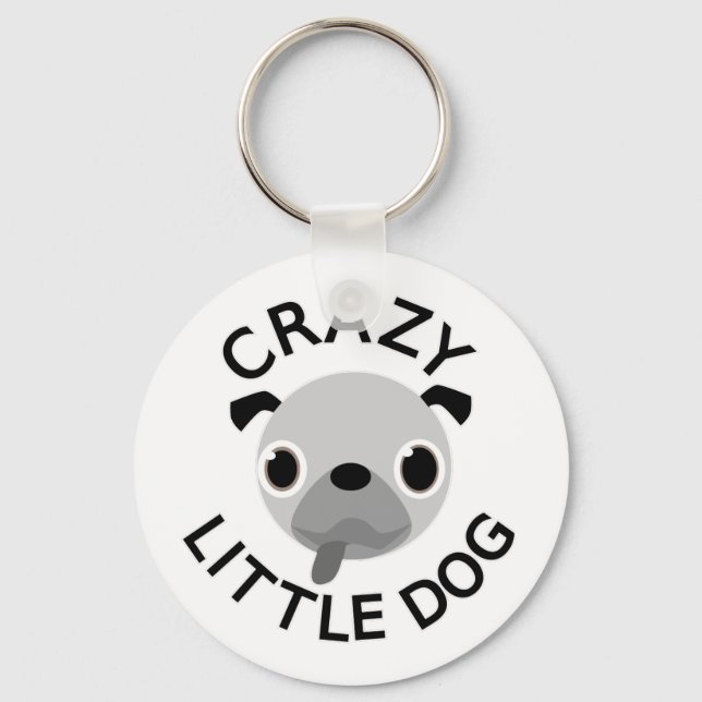 Pug Crazy Little Hund Nyckelring (Framsida)