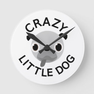 Pug Crazy Little Hund Rund Klocka