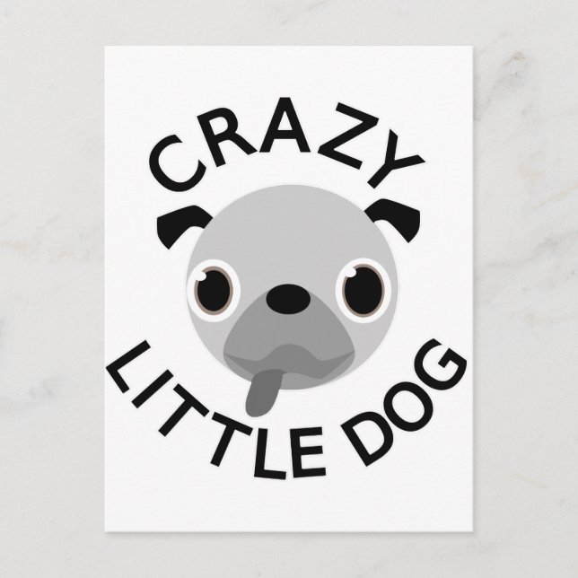 Pug Crazy Little Hund Vykort (Framsida)