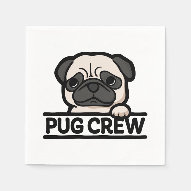 PUG CREW - Lustigt & Cute Pug Älskare Gift Pappersservett (Framsidan)