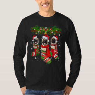 Pug Cute in Socks jultomten Hat Julafton Hund Paj T Shirt