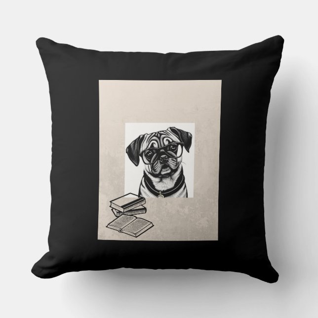 Pug Dachshund Hund Wearing Glass Dekorativ kudde (Framsida)