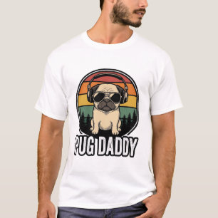 Pug Daddy Vintage Sunset Hund Vektor T-Shirt Desig