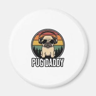 Pug Daddy Vintage Sunset Hund Vektor T-Shirt Desig Magnet
