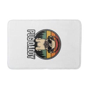 Pug Daddy Vintage Sunset Hund Vektor Tröja Design_ Badrumsmatta