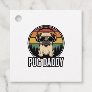 Pug Daddy Vintage Sunset Hund Vektor Tröja Design_ Gåvor Etiketter