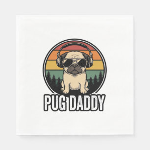 Pug Daddy Vintage Sunset Hund Vektor Tröja Design_ Pappersservett