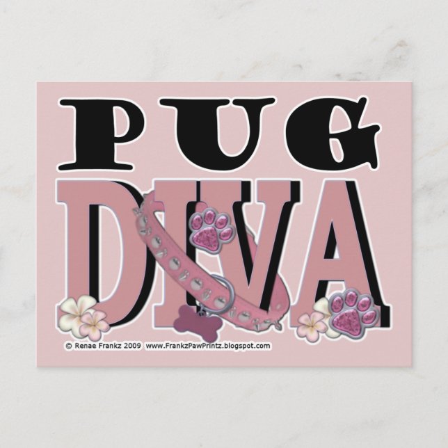 Pug DIVA Vykort (Framsida)