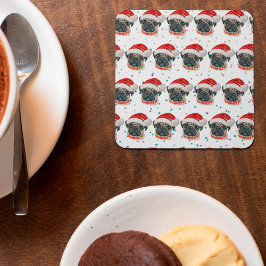 Pug Dog Breed Christmas Stars Underlägg Papper Kvadrat