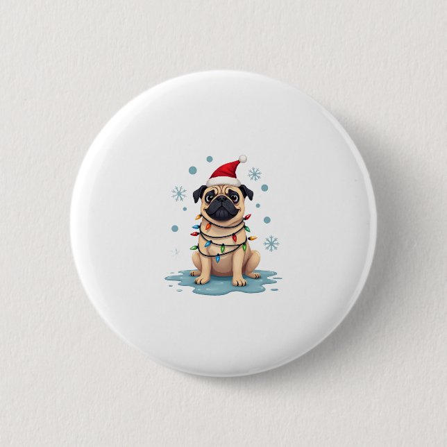 Pug Dog Christmas Men Women (1) Knapp (Framsida)