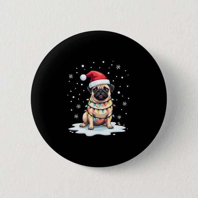 Pug Dog Christmas Men Women (1) Knapp (Framsida)