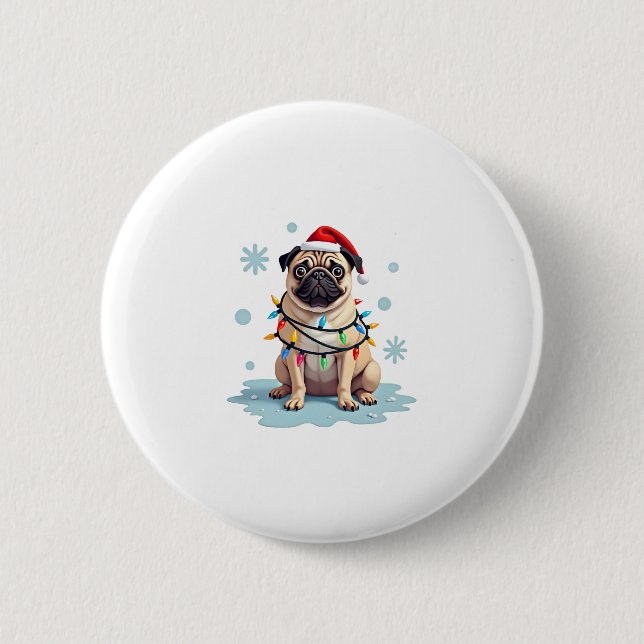 Pug Dog Christmas Men Women (2) Knapp (Framsida)