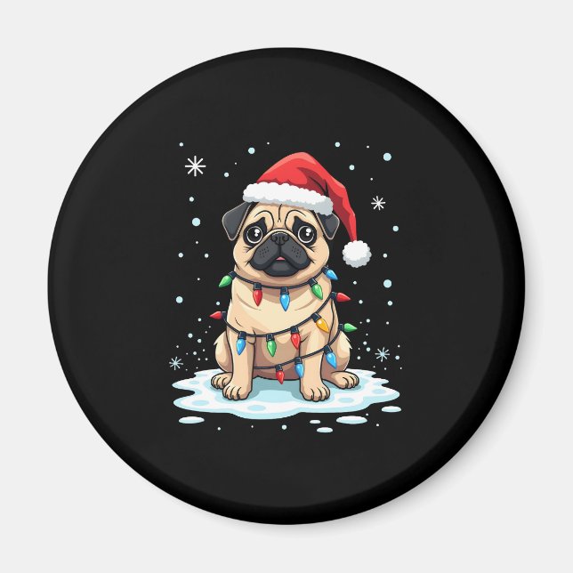 Pug Dog Christmas Men Women (2) Magnet (Framsidan)
