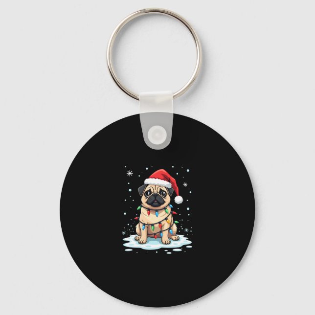 Pug Dog Christmas Men Women (2) Nyckelring (Framsida)
